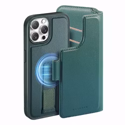 iPhone 12-12 Pro Plånbok med MagSafe-skal & fingerband Grön