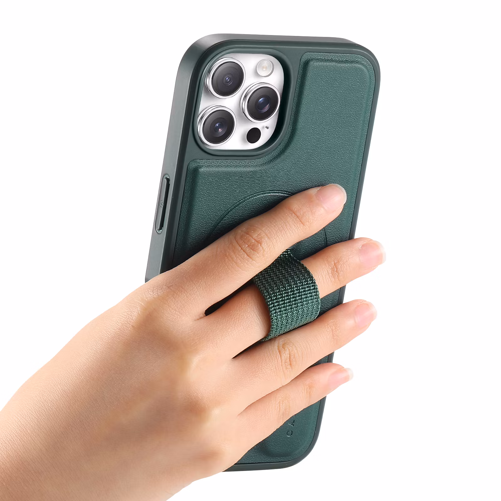 iPhone 12-12 Pro Plånbok med MagSafe-skal & fingerband Grön