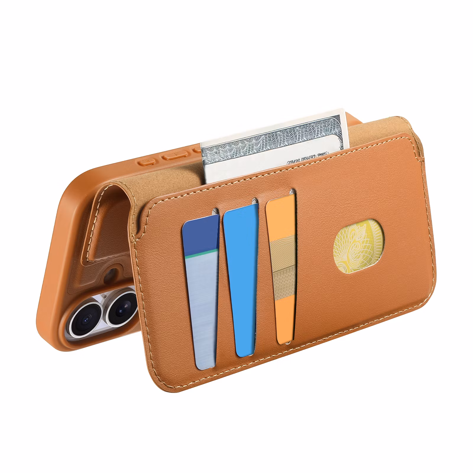 iPhone 16 Plånbok med MagSafe-skal & fingerband Brun