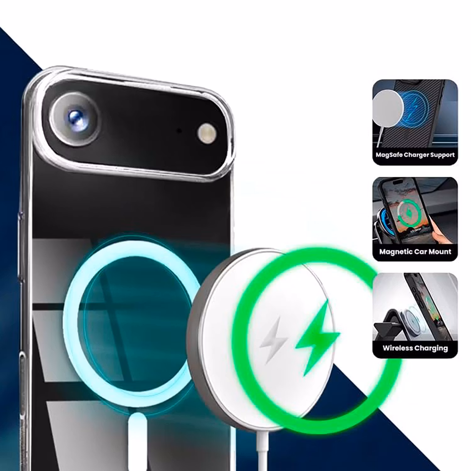 iPhone 17 Air PC Magnetic Wireless Charging | Transparent