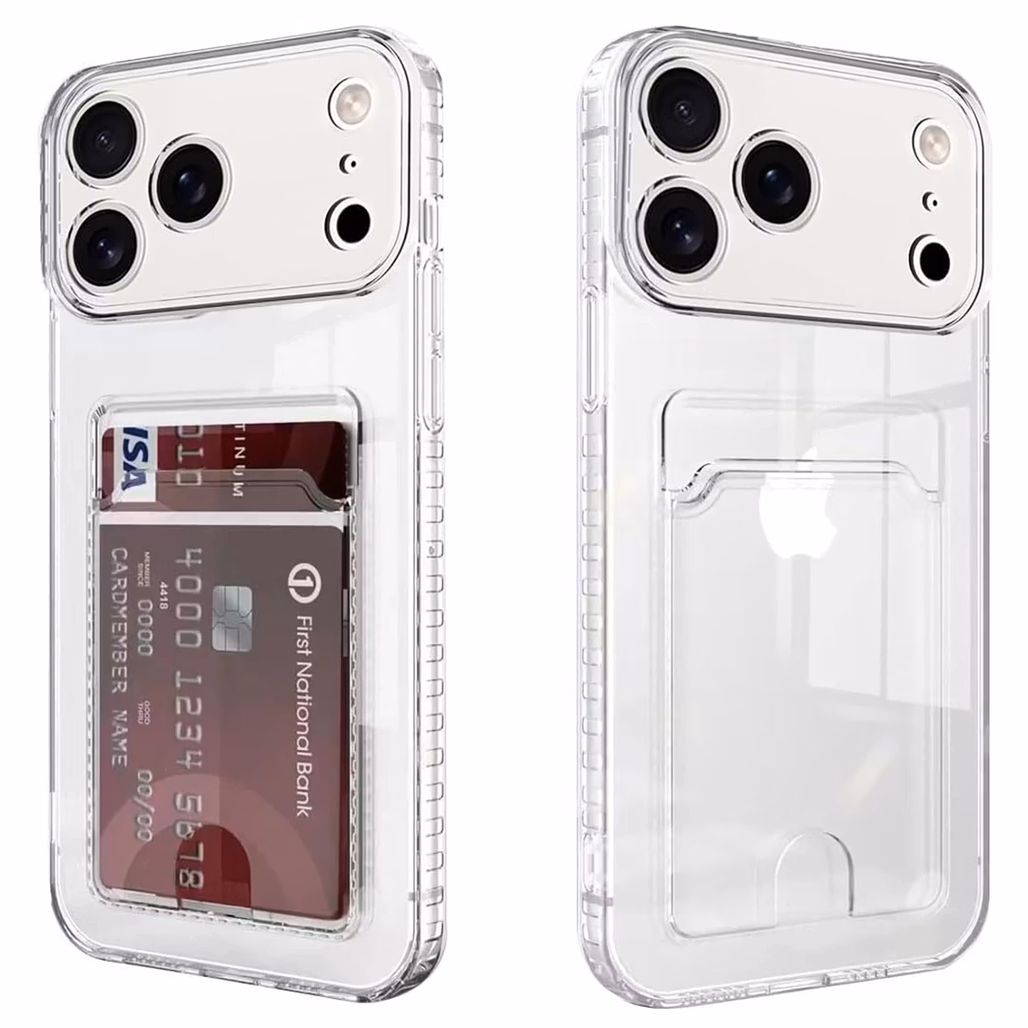 iPhone 17 Pro Stöttåligt Skal med Kortfack-Transparent