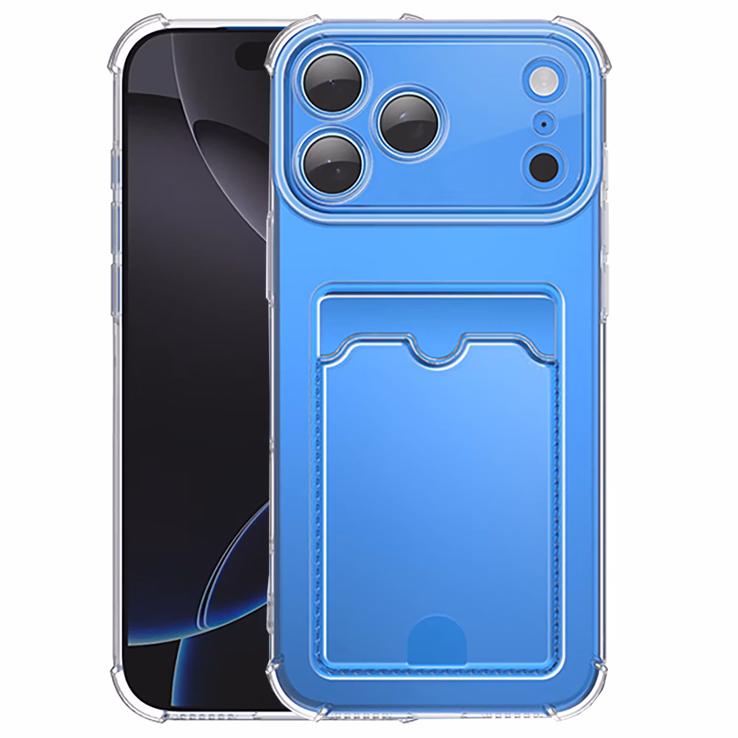 iPhone 17 Pro Stöttåligt Skal med Kortfack-Transparent