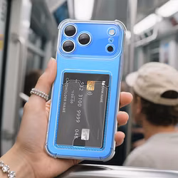 iPhone 17 Pro Stöttåligt Skal med Kortfack-Transparent