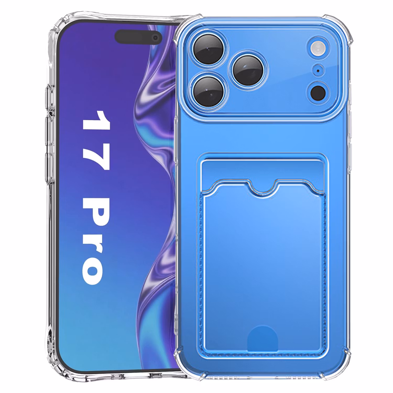 iPhone 17 Pro Stöttåligt Skal med Kortfack-Transparent