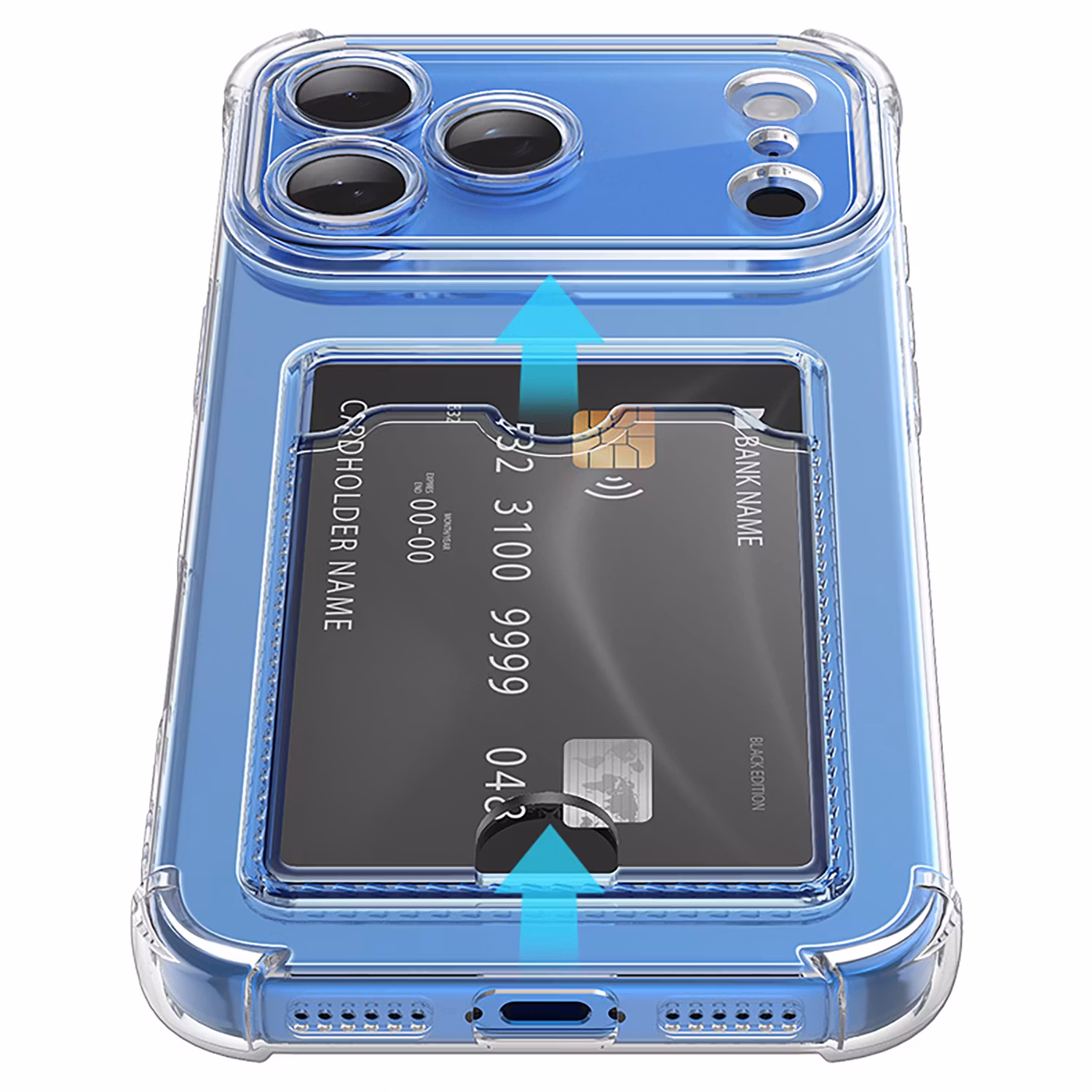 iPhone 17 Pro Stöttåligt Skal med Kortfack-Transparent