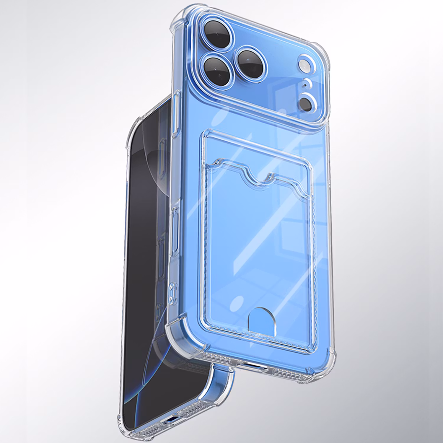 iPhone 17 Pro Max Stöttåligt Skal med Kortfack-Transparent
