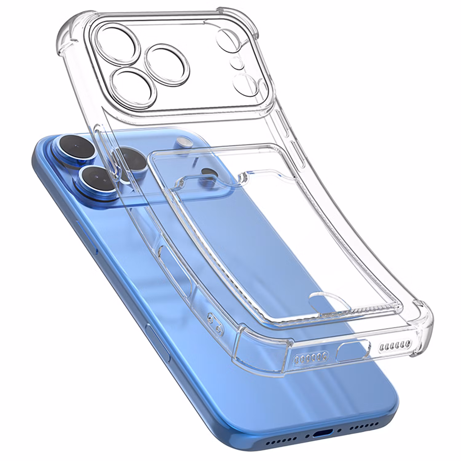 iPhone 17 Pro Max Stöttåligt Skal med Kortfack-Transparent