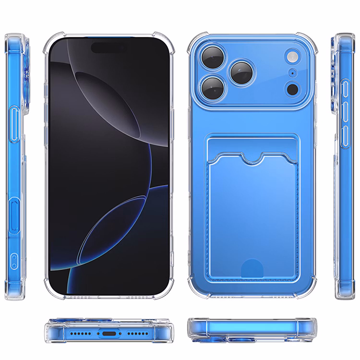 iPhone 17 Pro Max Stöttåligt Skal med Kortfack-Transparent