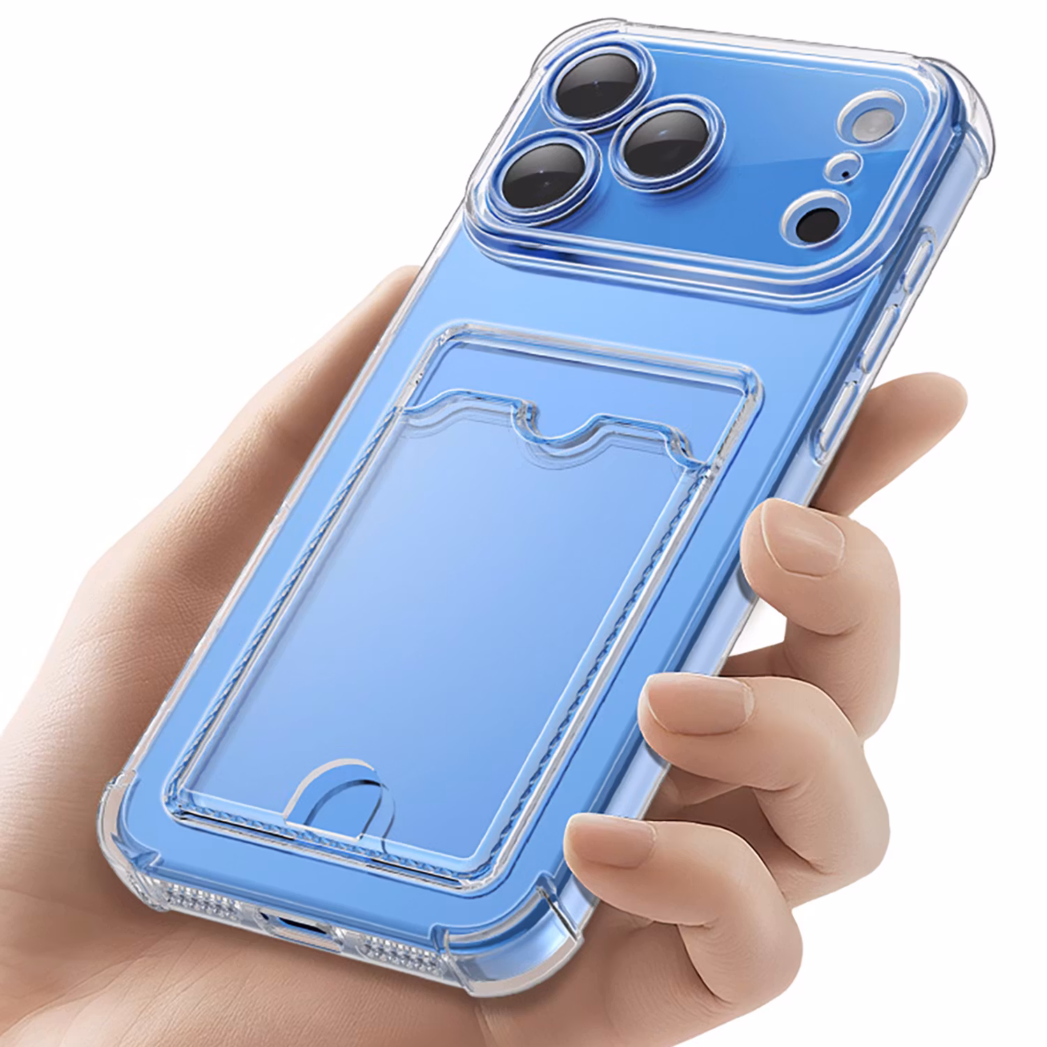 iPhone 17 Pro Max Stöttåligt Skal med Kortfack-Transparent