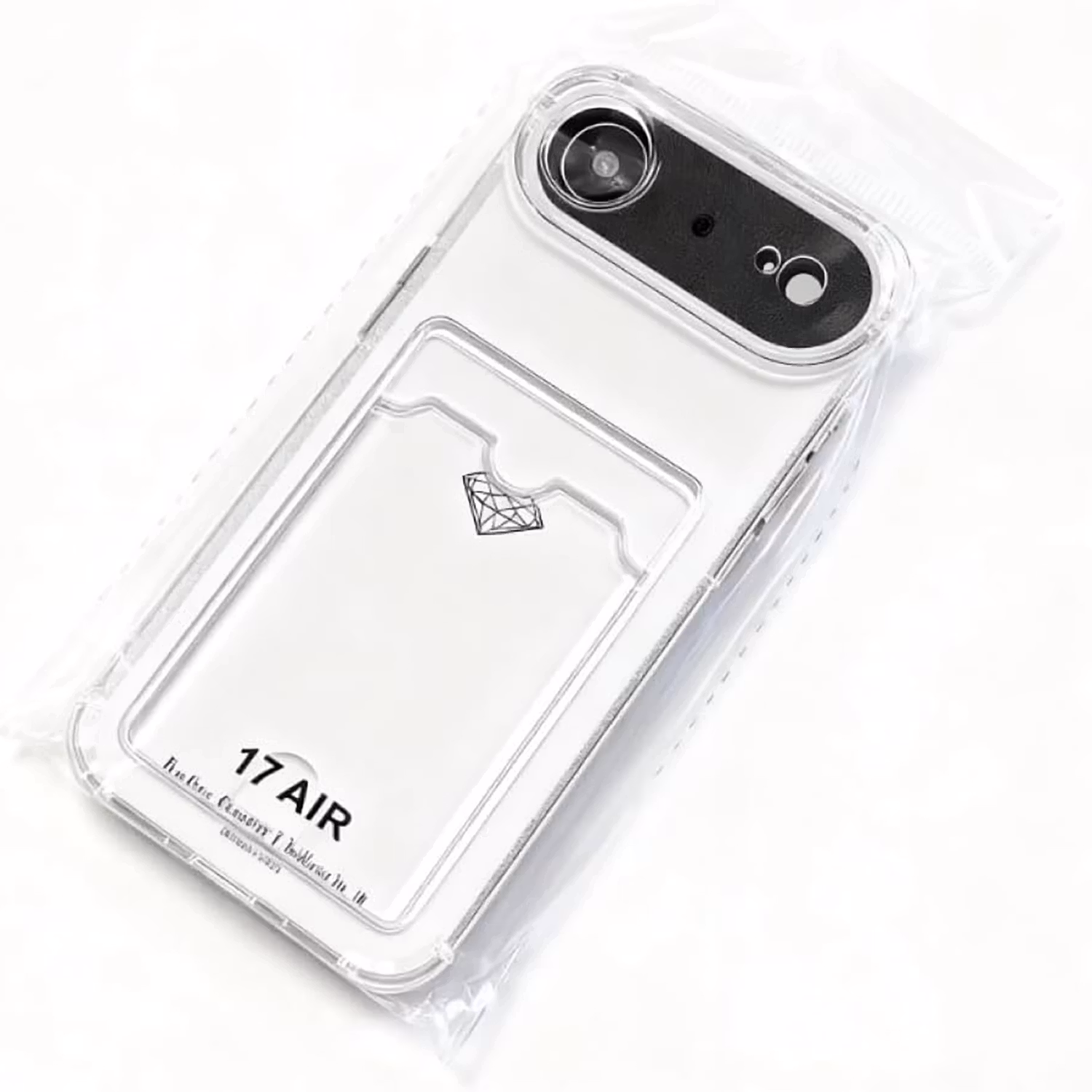 iPhone 17 Air Stöttåligt Skal med Kortfack-Transparent