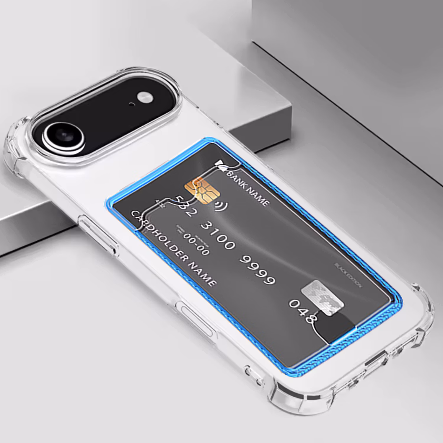 iPhone 17 Air Stöttåligt Skal med Kortfack-Transparent
