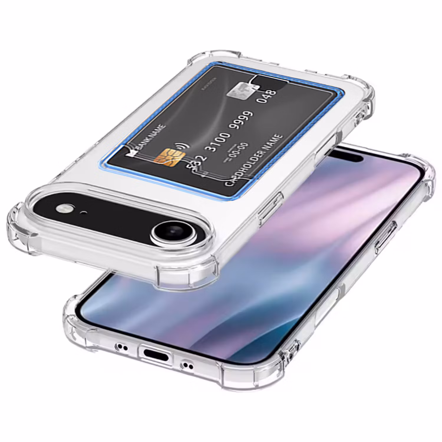 iPhone 17 Air Stöttåligt Skal med Kortfack-Transparent