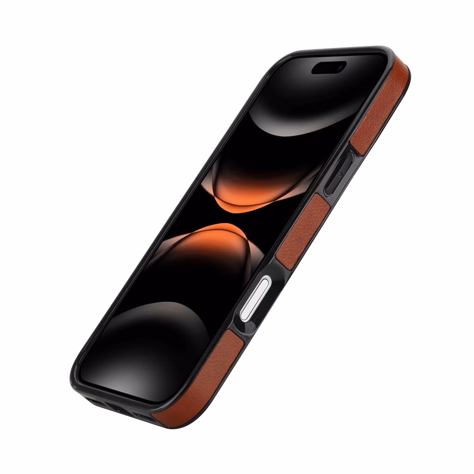Phone 17 Pro Max-skal i brun läderlook med två kortfack.