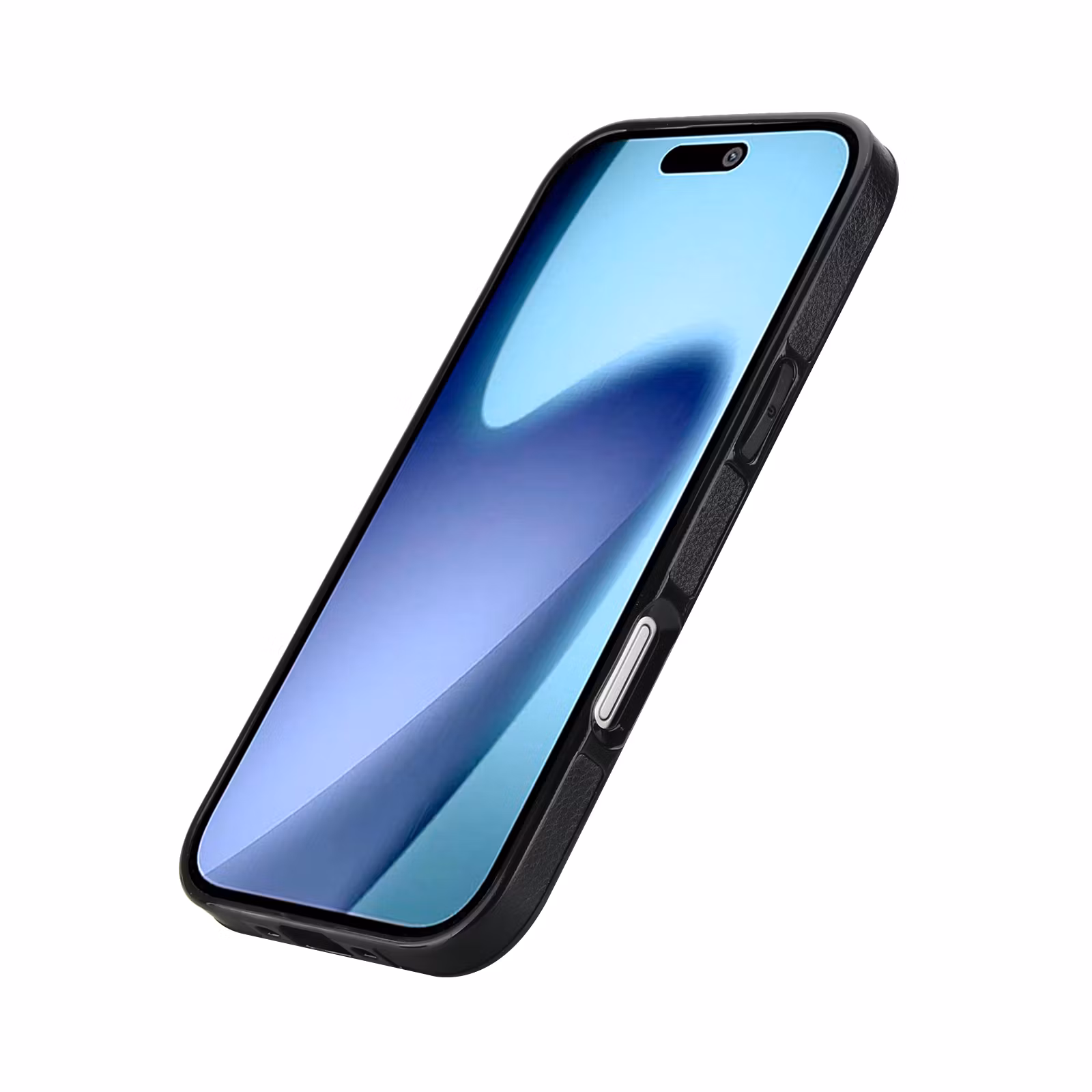 Phone 17 Air-skal i svart läderlook med två kortfack.