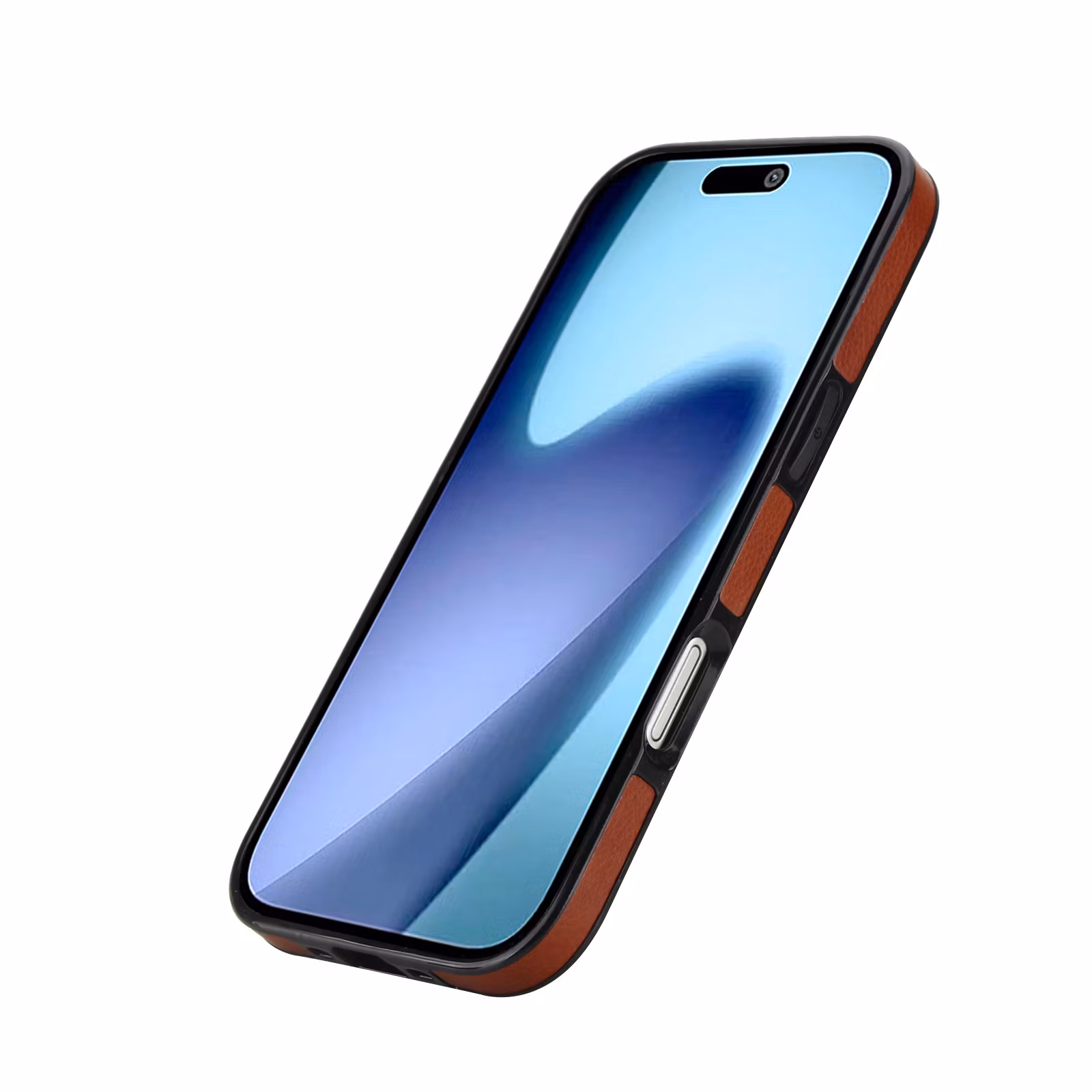 Phone 17 Air-skal i Brun läderlook med två kortfack.