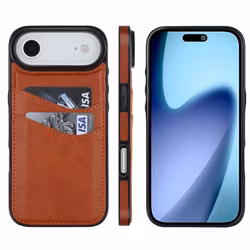 Phone 17 Air-skal i Brun läderlook med två kortfack.