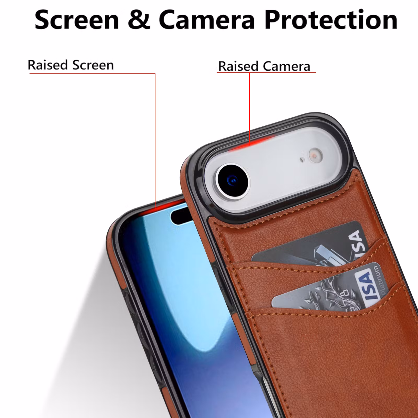 Phone 17 Air-skal i Brun läderlook med två kortfack.