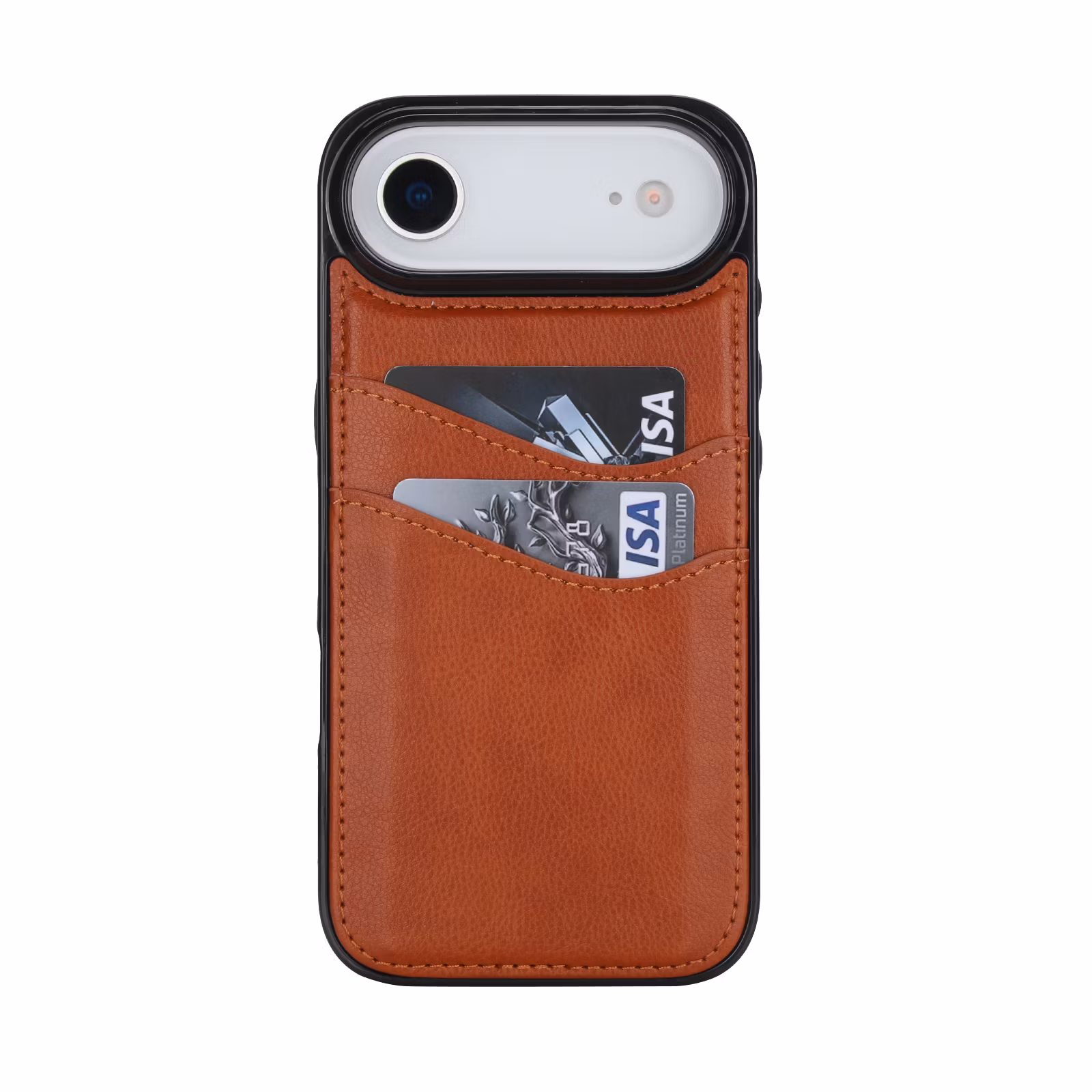 Phone 17 Air-skal i Brun läderlook med två kortfack.