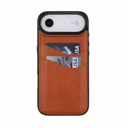 Phone 17 Air-skal i Brun läderlook med två kortfack.