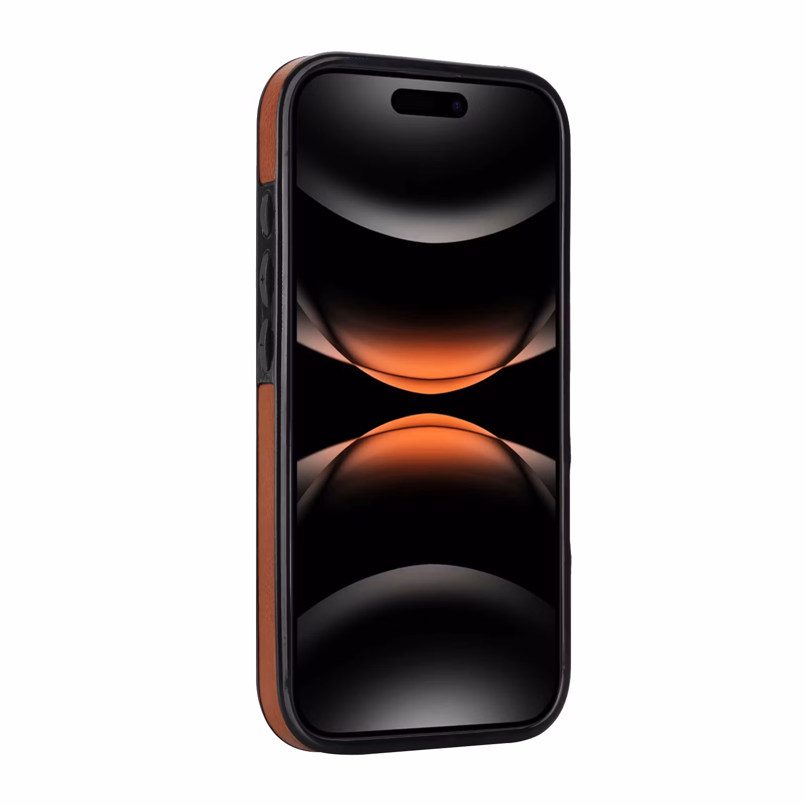 Phone 17-skal i Brun läderlook med två kortfack.