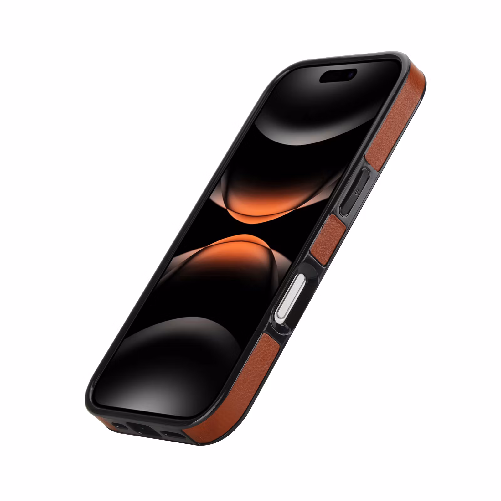 Phone 17-skal i Brun läderlook med två kortfack.