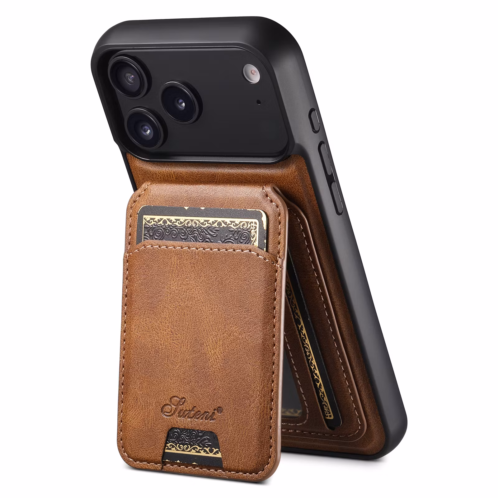 iPhone 17 Pro Max 2in1 Magnet-skal med Korthållare-Mörkbrun