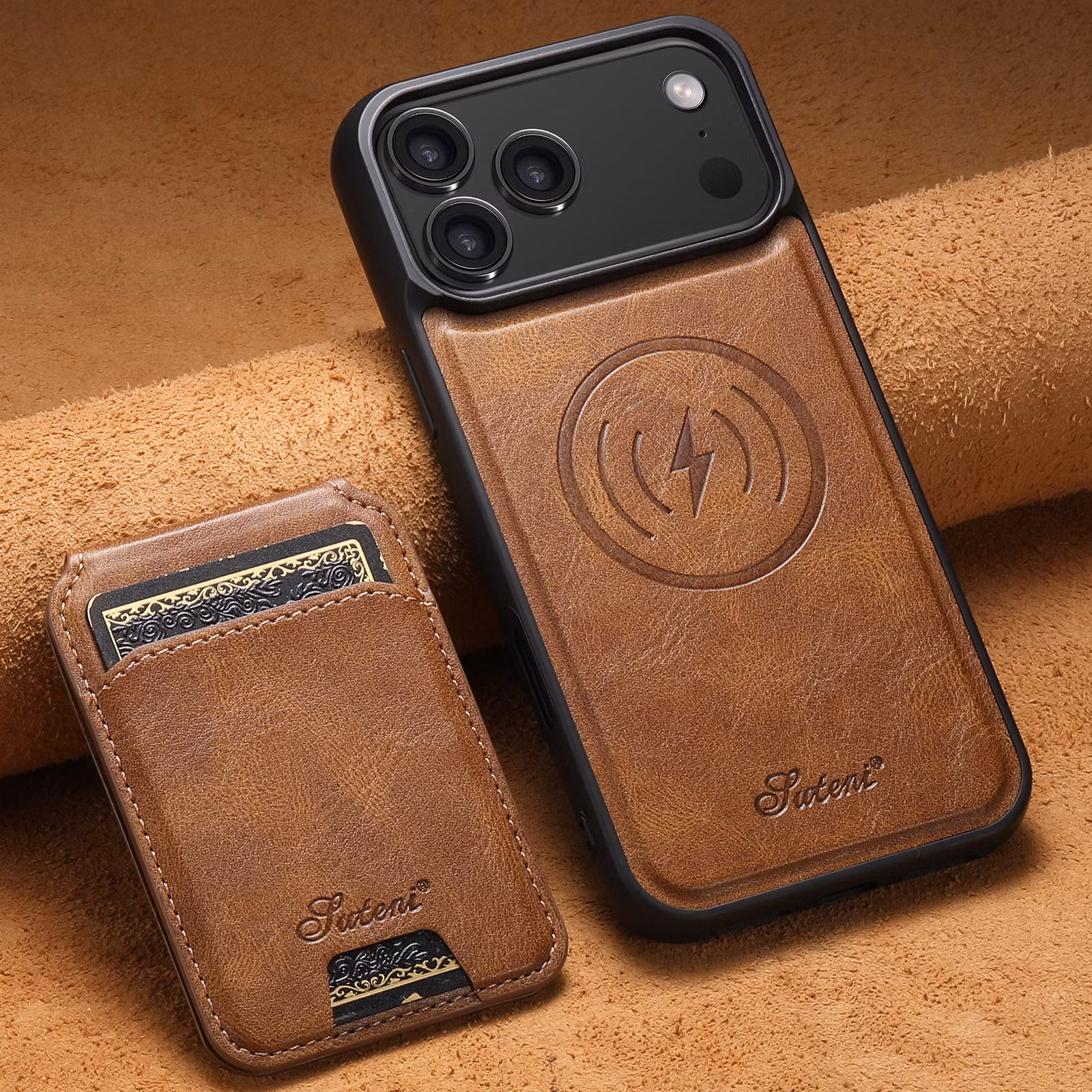 iPhone 17 Pro Max 2in1 Magnet-skal med Korthållare-Mörkbrun