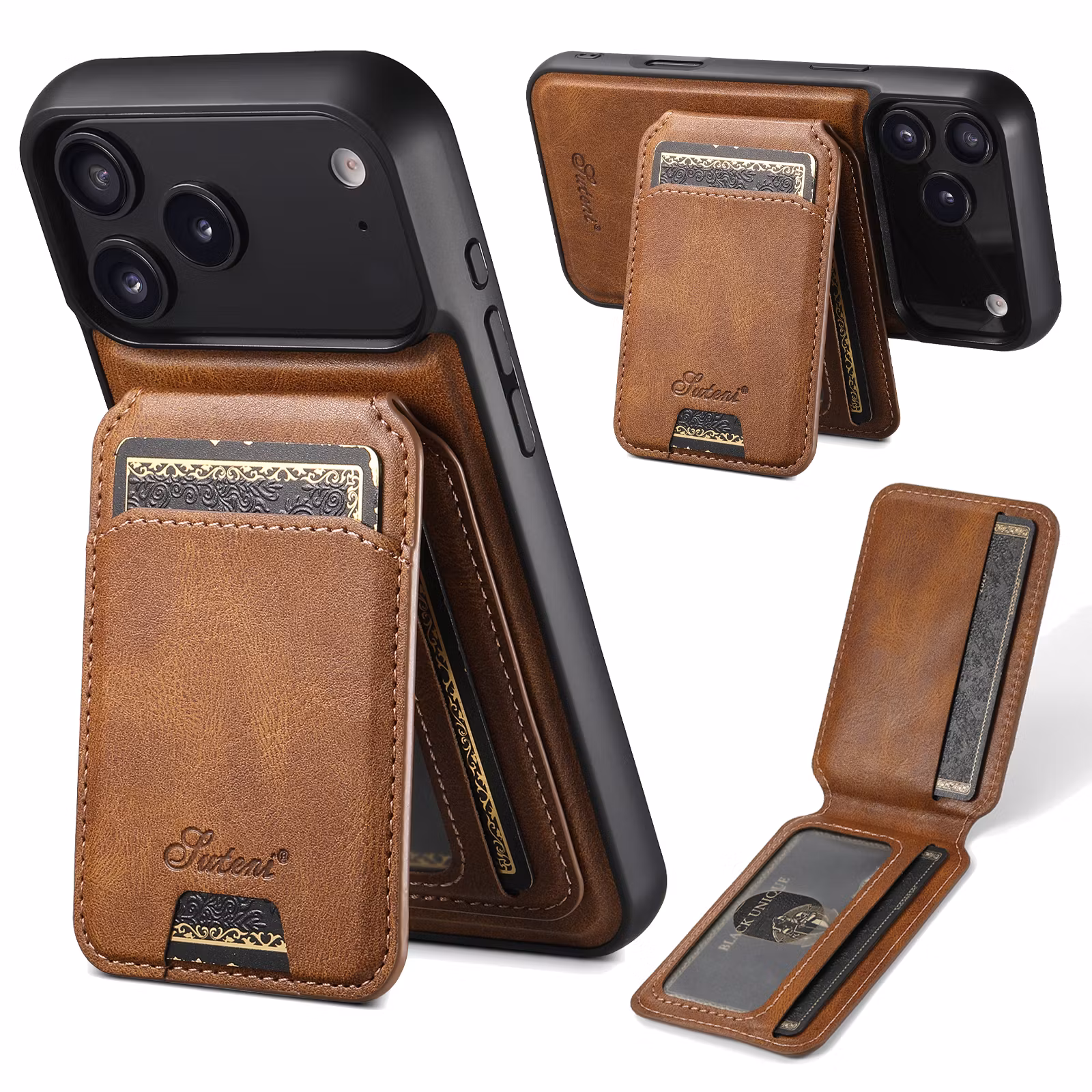 iPhone 17 Pro Max 2in1 Magnet-skal med Korthållare-Mörkbrun