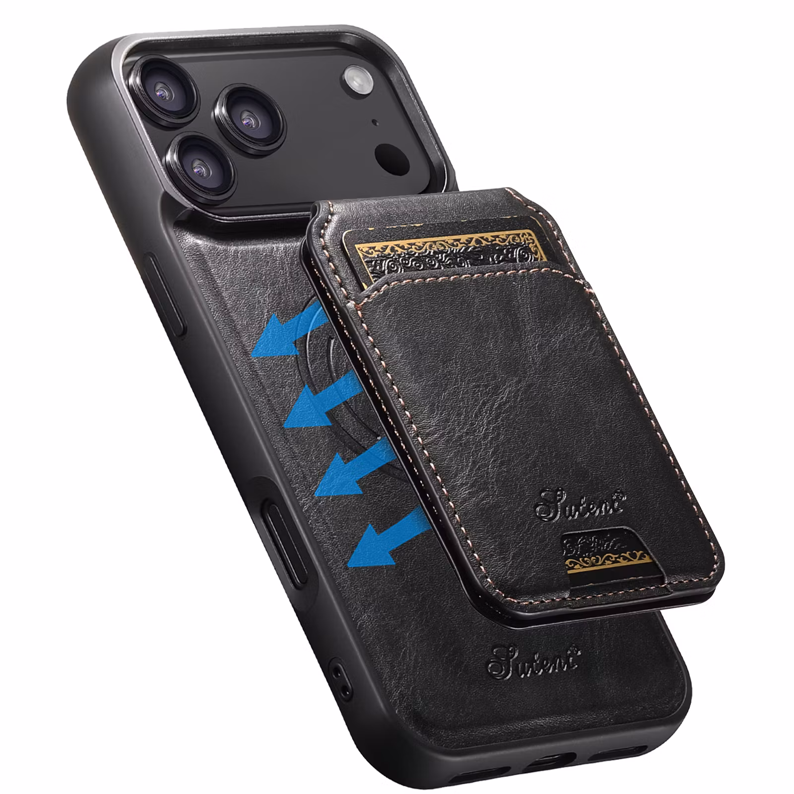 iPhone 17 Pro Max 2in1 Magnet-skal med Korthållare-Svart