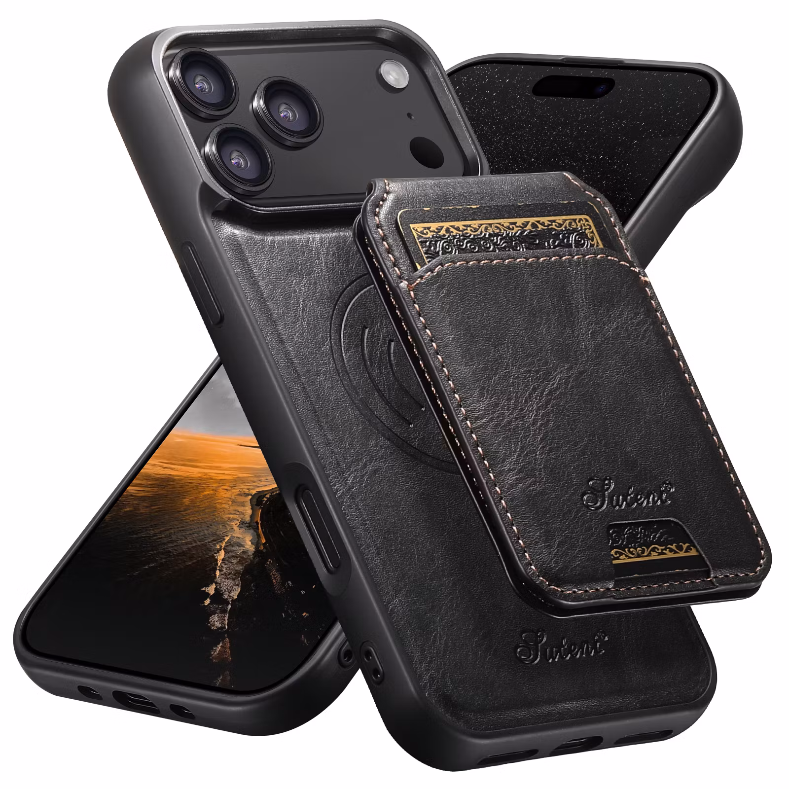 iPhone 17 Pro Max 2in1 Magnet-skal med Korthållare-Svart