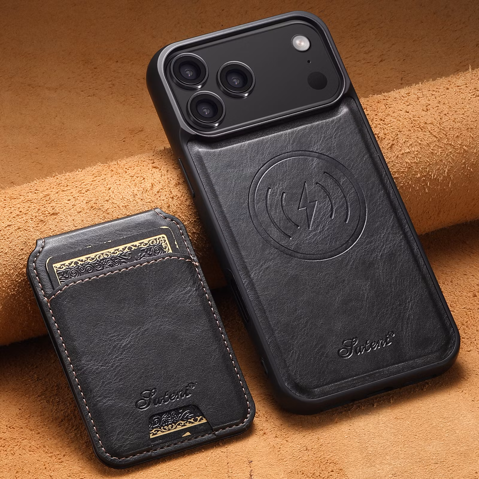 iPhone 17 Pro Max 2in1 Magnet-skal med Korthållare-Svart