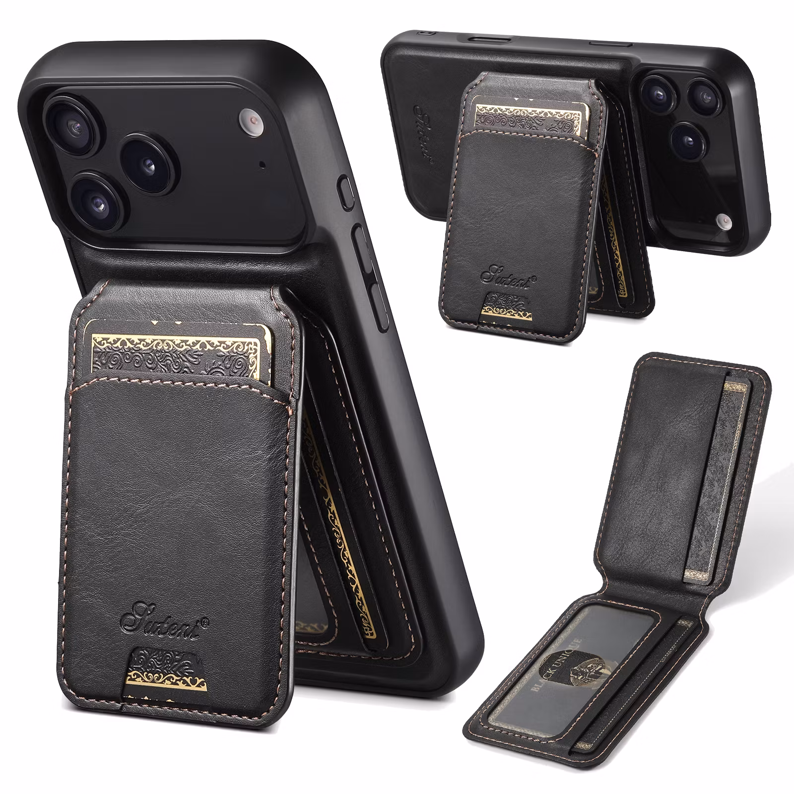 iPhone 17 Pro Max 2in1 Magnet-skal med Korthållare-Svart