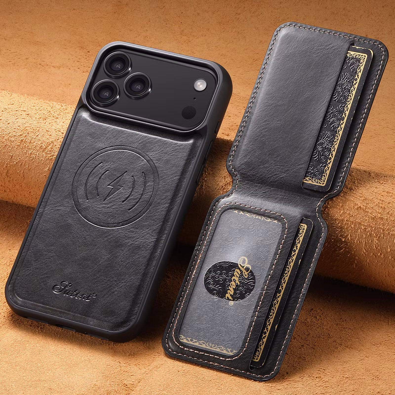 iPhone 17 Pro Max 2in1 Magnet-skal med Korthållare-Svart