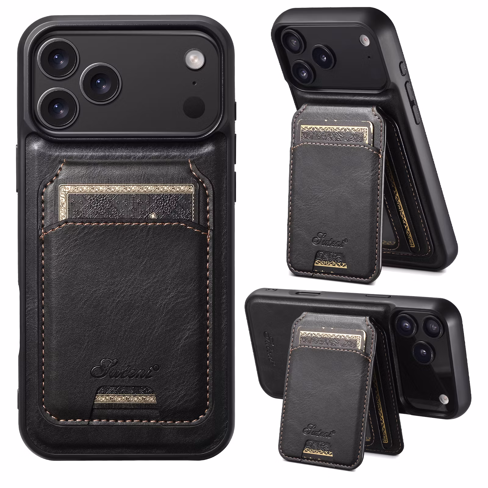 iPhone 17 Pro Max 2in1 Magnet-skal med Korthållare-Svart