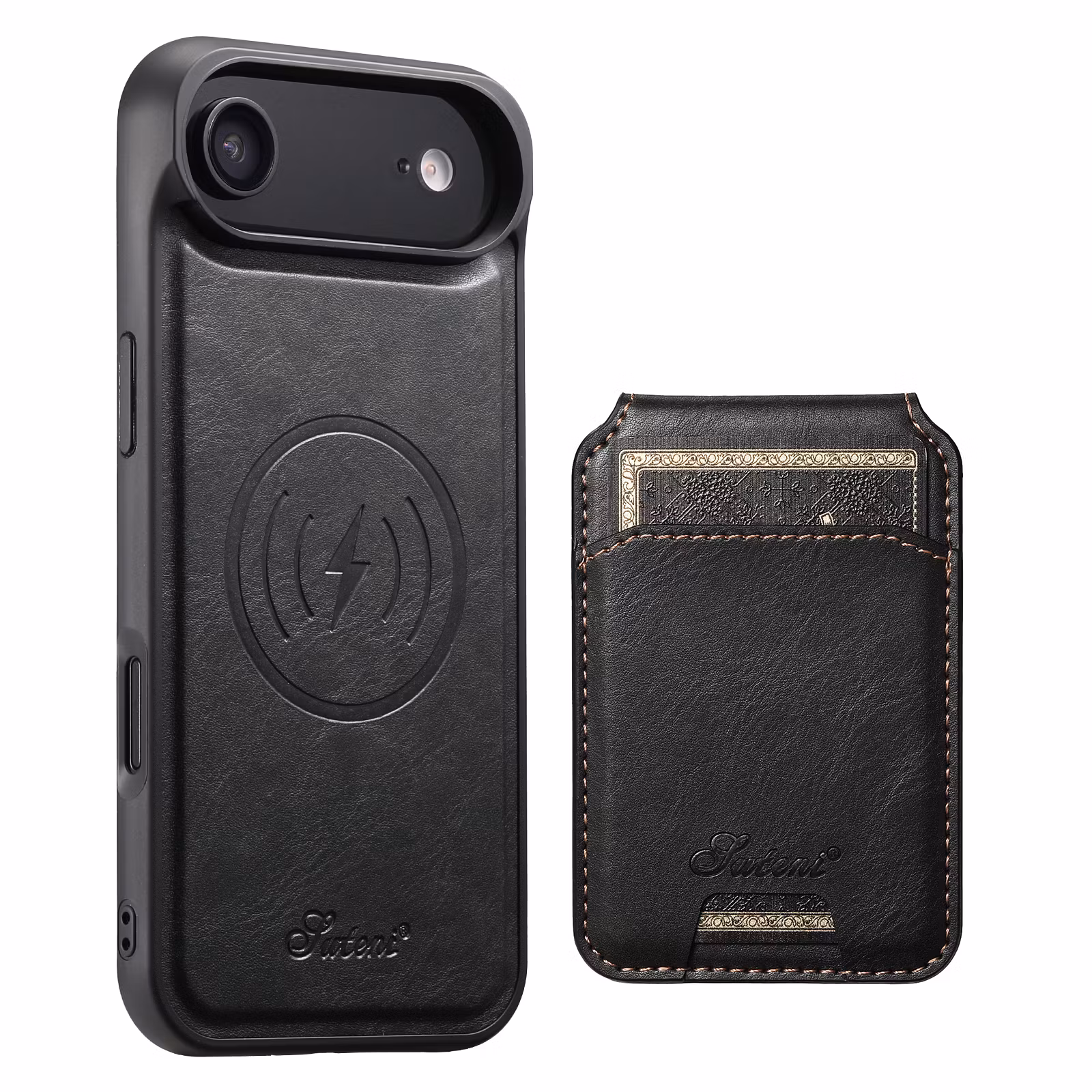 iPhone 17 Air 2in1 Magnet-skal med Korthållare-Svart