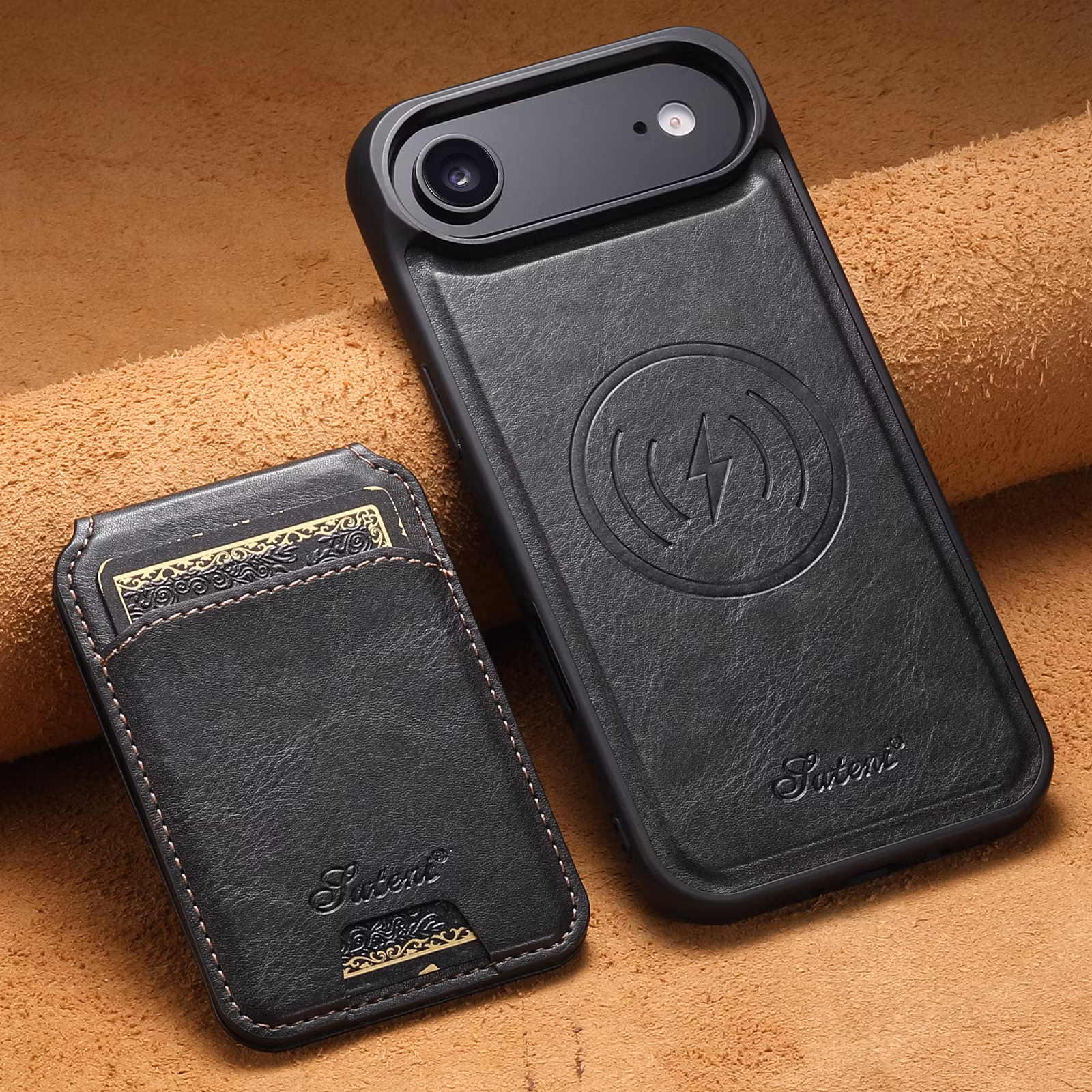 iPhone 17 Air 2in1 Magnet-skal med Korthållare-Svart