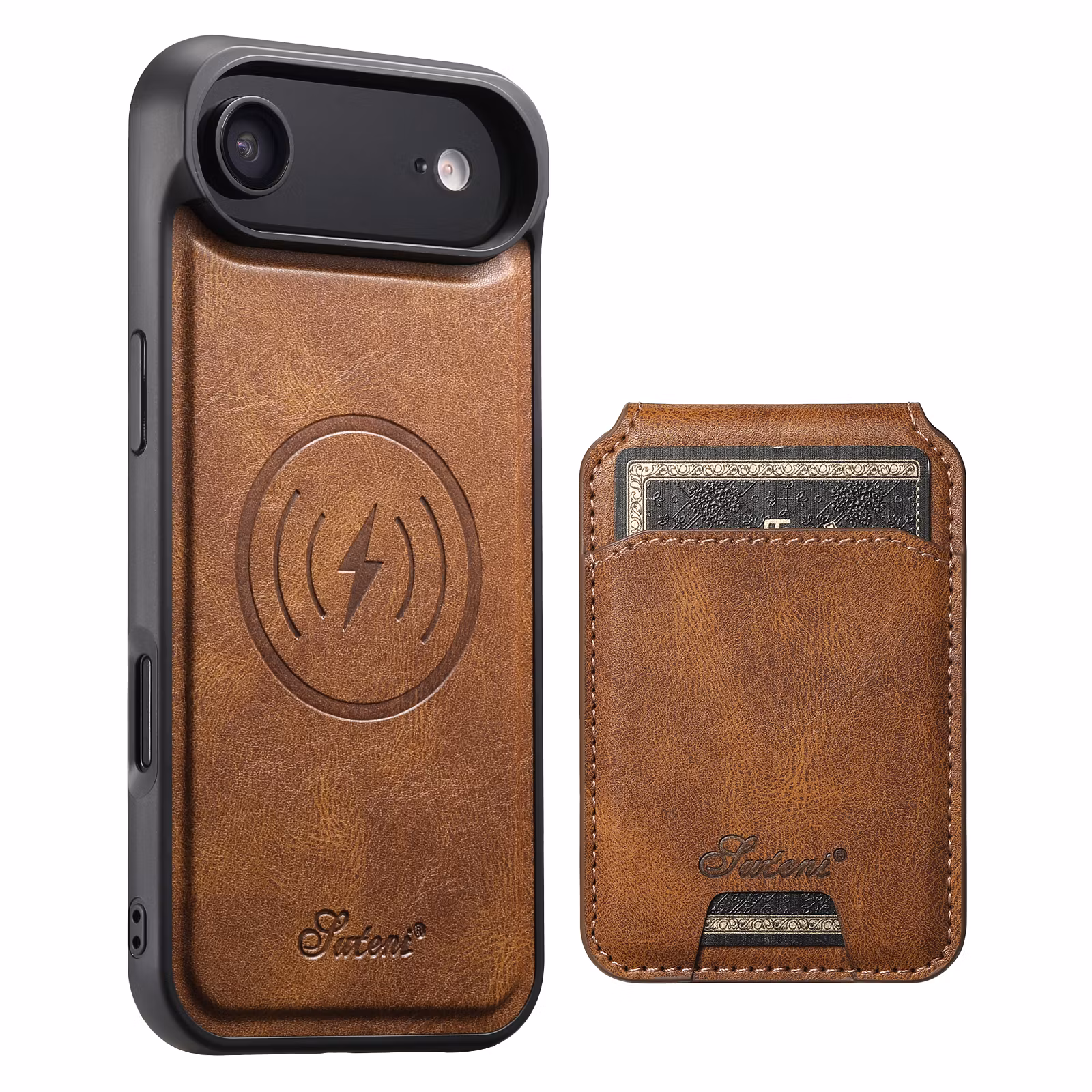 iPhone 17 Air 2in1 Magnet-skal med Korthållare-Mörkbrun