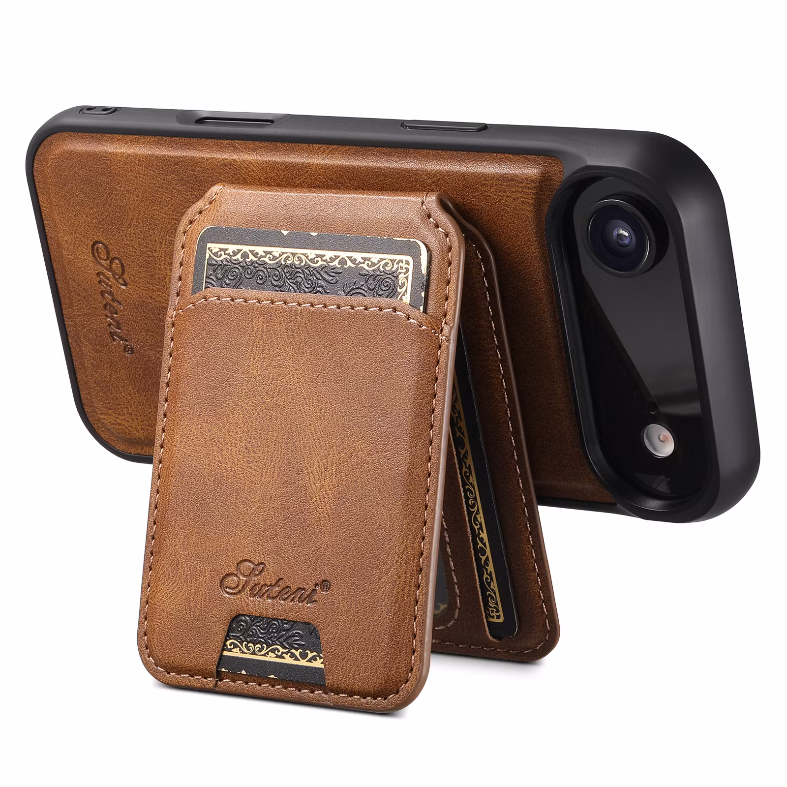 iPhone 17 Air 2in1 Magnet-skal med Korthållare-Mörkbrun