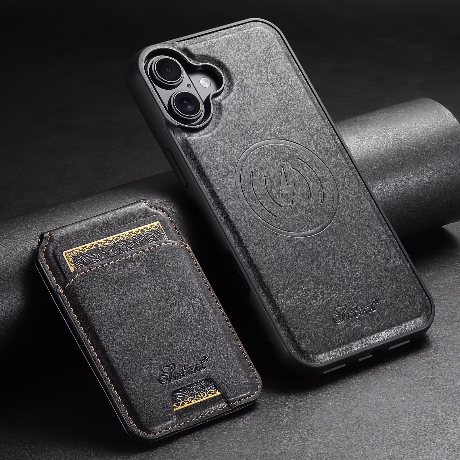 iPhone 17 2in1 Magnet-skal med Korthållare-Svart