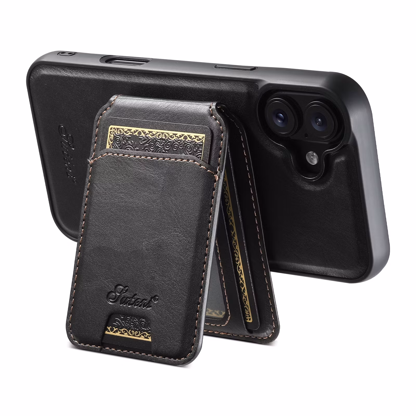iPhone 17 2in1 Magnet-skal med Korthållare-Svart