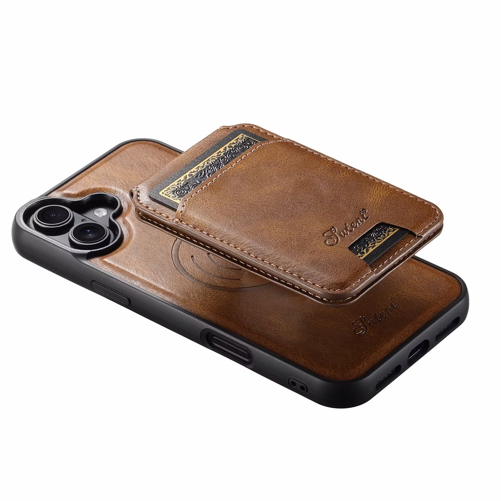 iPhone 17 2in1 Magnet-skal med Korthållare-Mörkbrun
