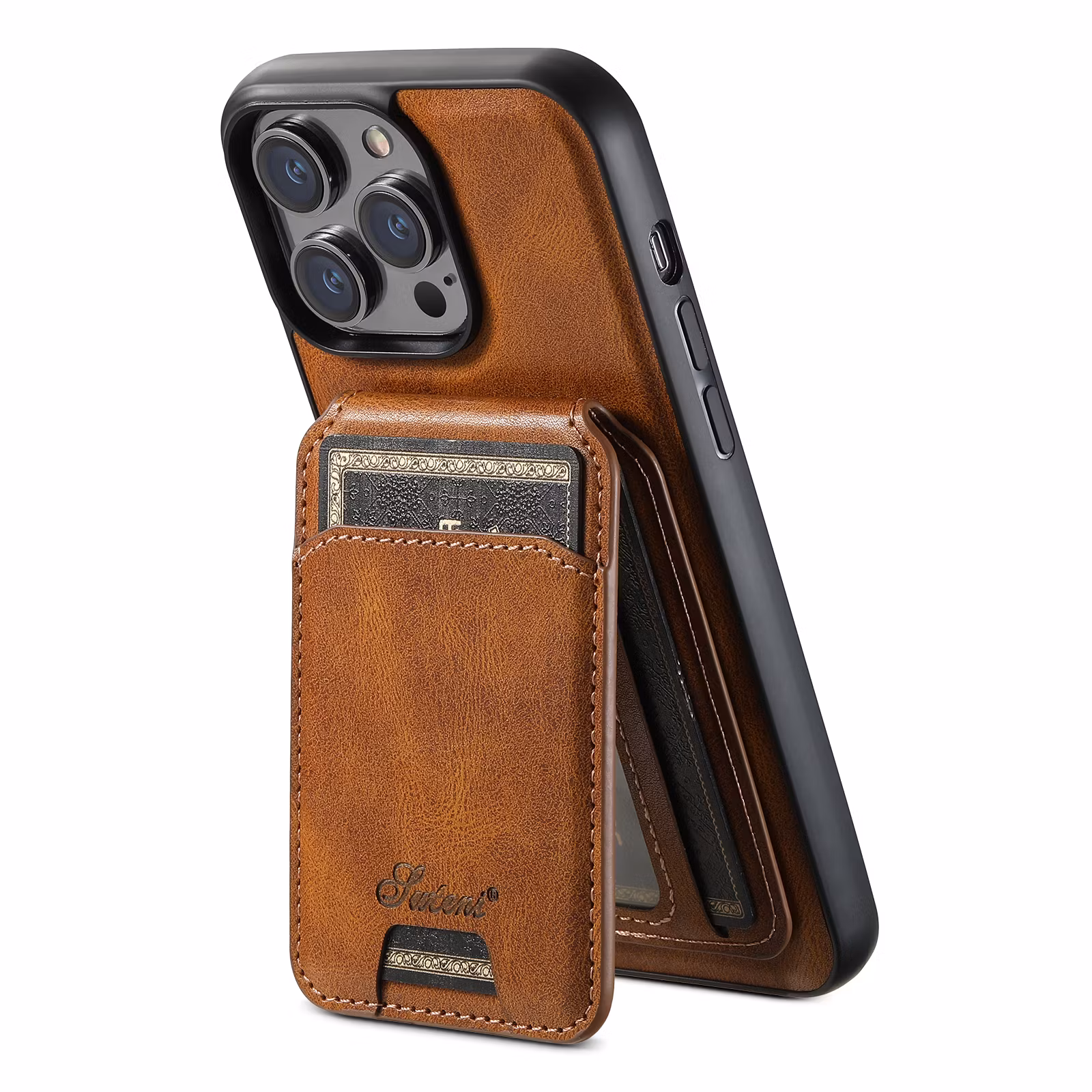 iPhone 16 Pro Max 2in1 Magnet-skal med Korthållare-Brun