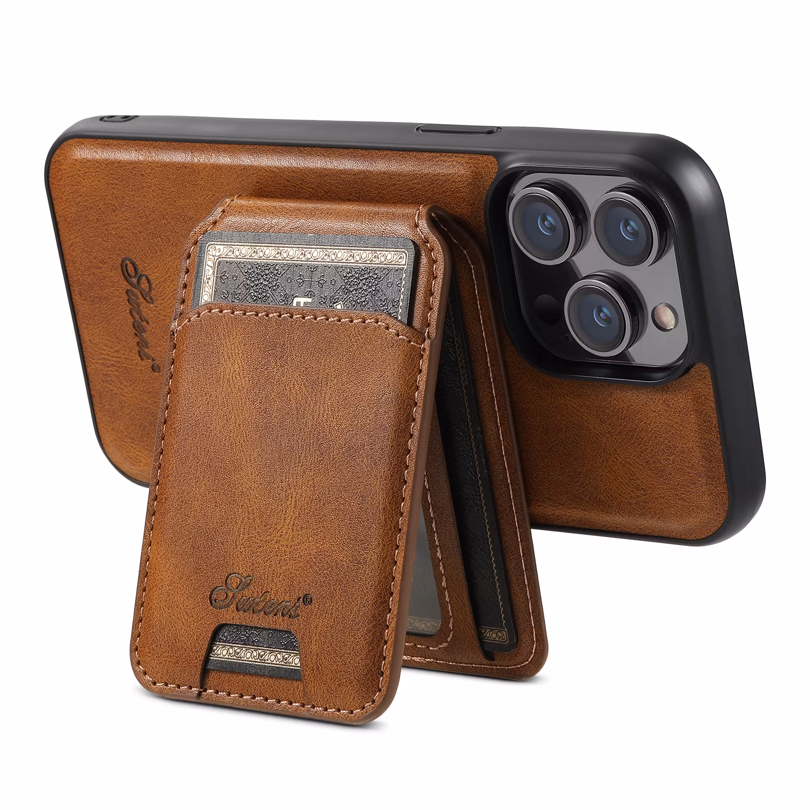 iPhone 16 Pro Max 2in1 Magnet-skal med Korthållare-Brun