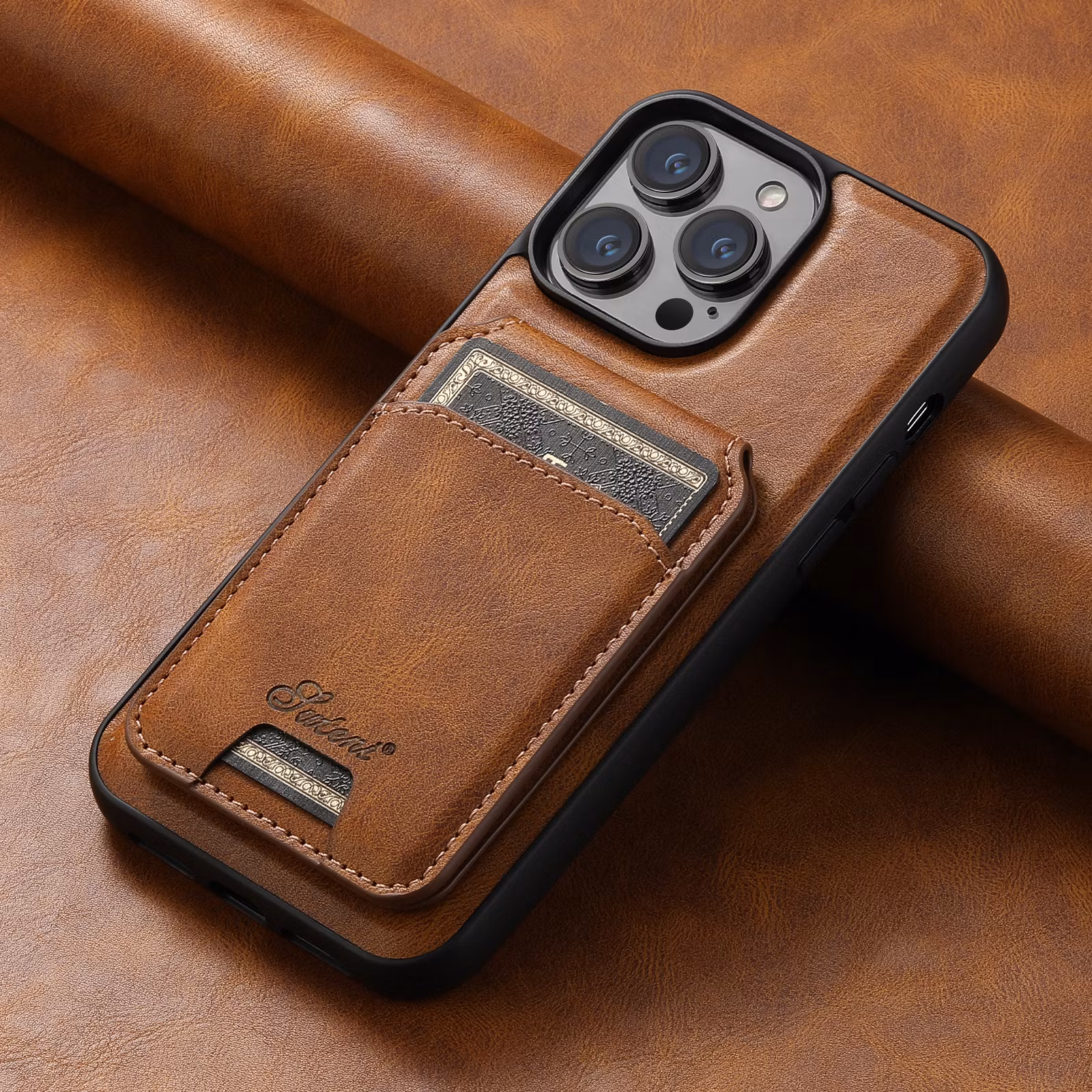 iPhone 16 Pro Max 2in1 Magnet-skal med Korthållare-Brun