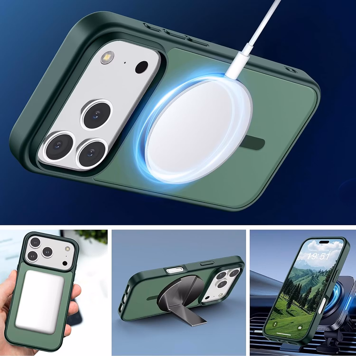 iPhone 17 Pro MagSafe Silikonskal–Grön