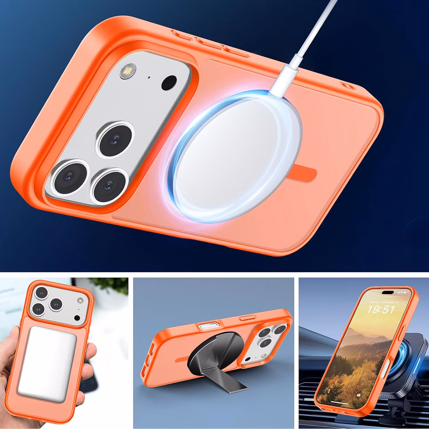 iPhone 17 Pro MagSafe Silikonskal–Orange
