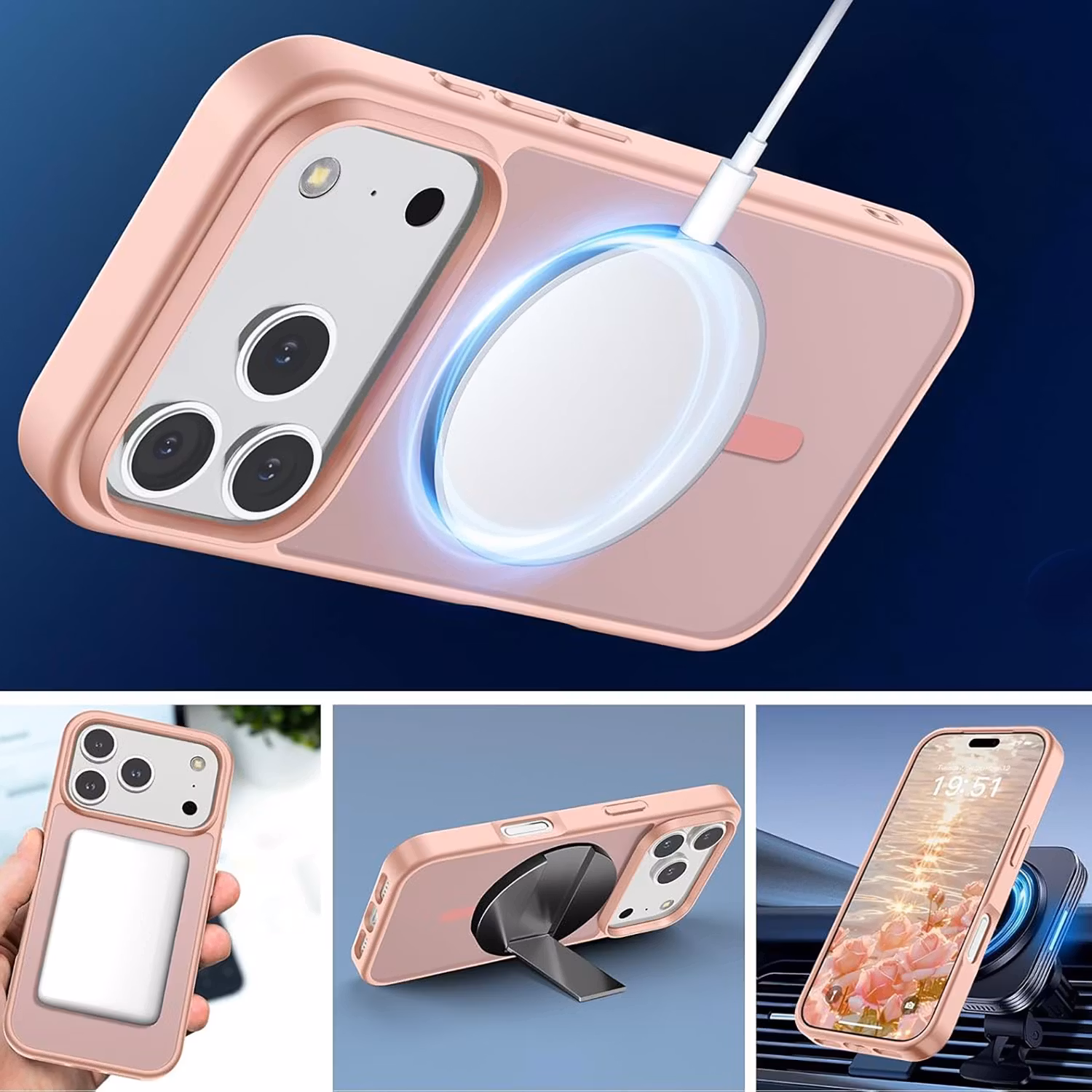 iPhone 17 Pro MagSafe Silikonskal–Rosa