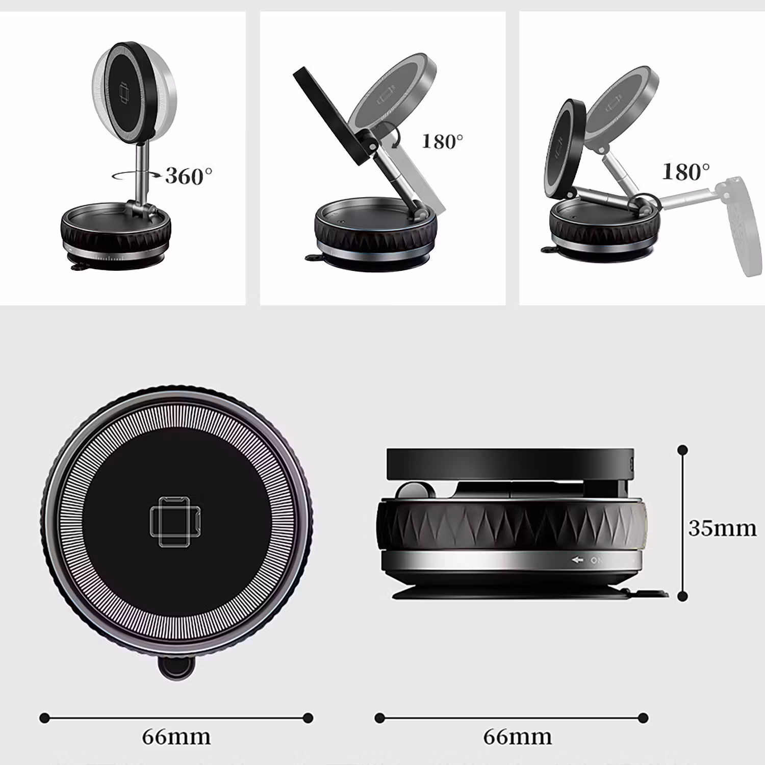Magnetisk Mobilhållare 360° med laddning laddning upp till 15W Svart