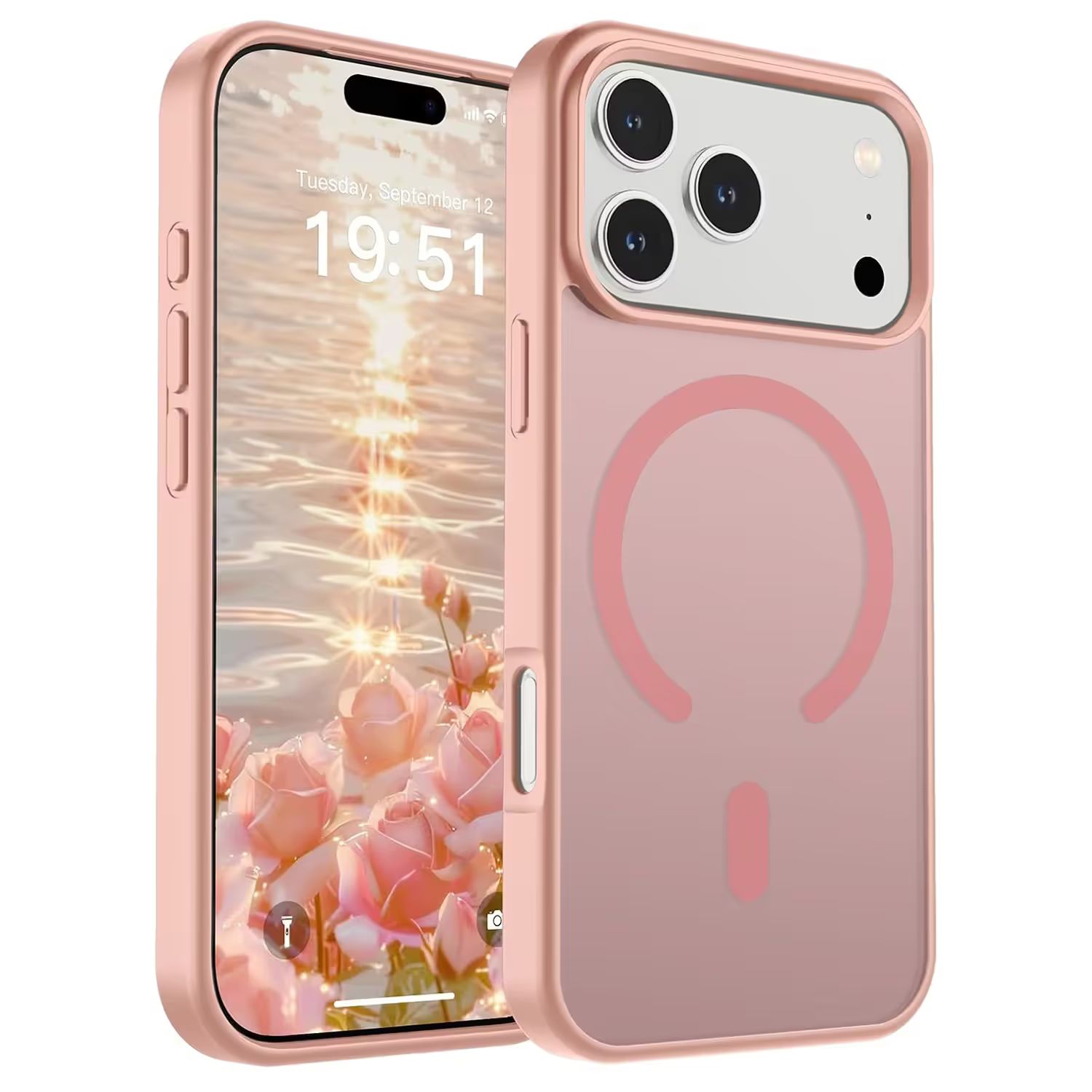 iPhone 18 Pro Max MagSafe Silikonskal–Rosa