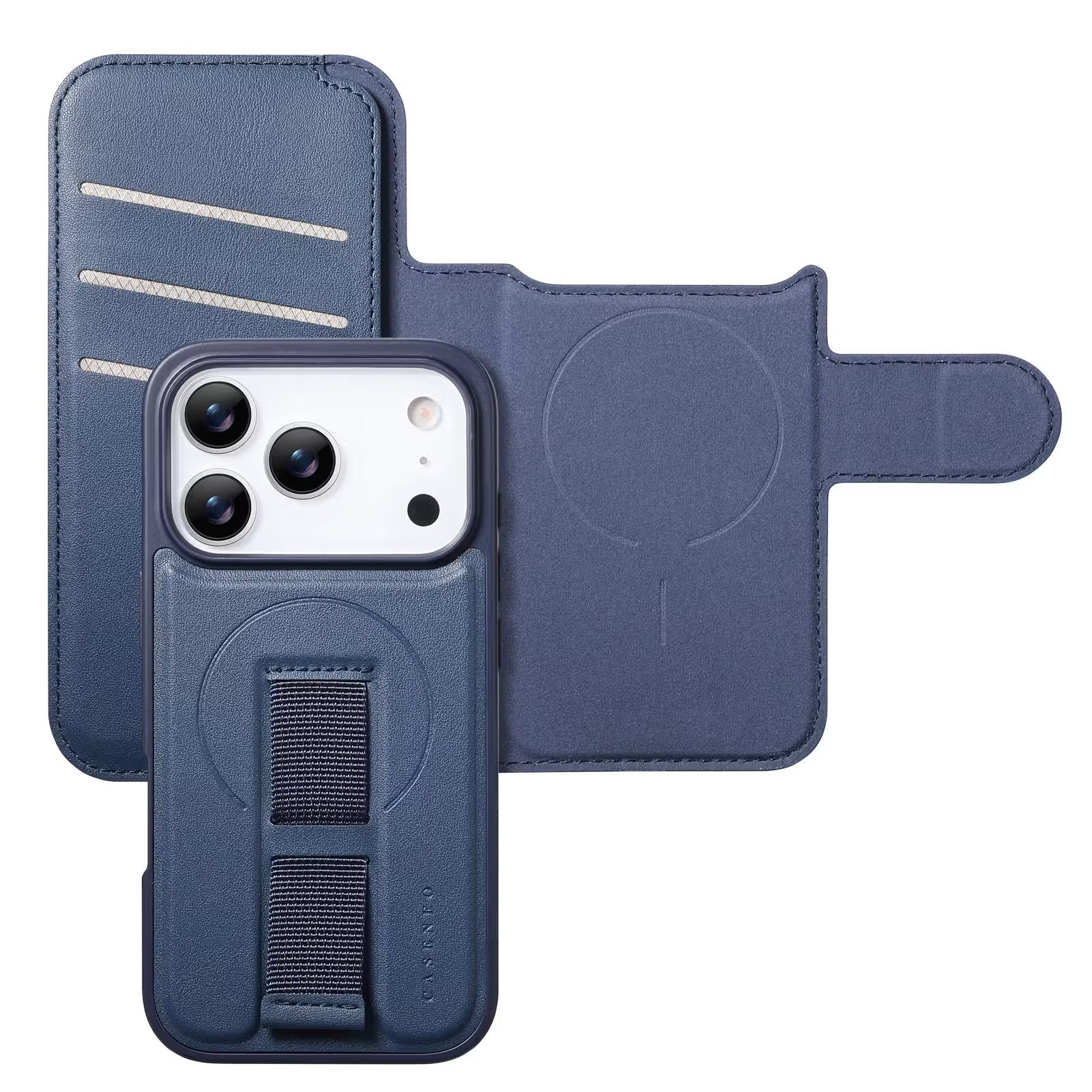 iPhone 18 Pro Plånbok med MagSafe-skal & fingerband Blå